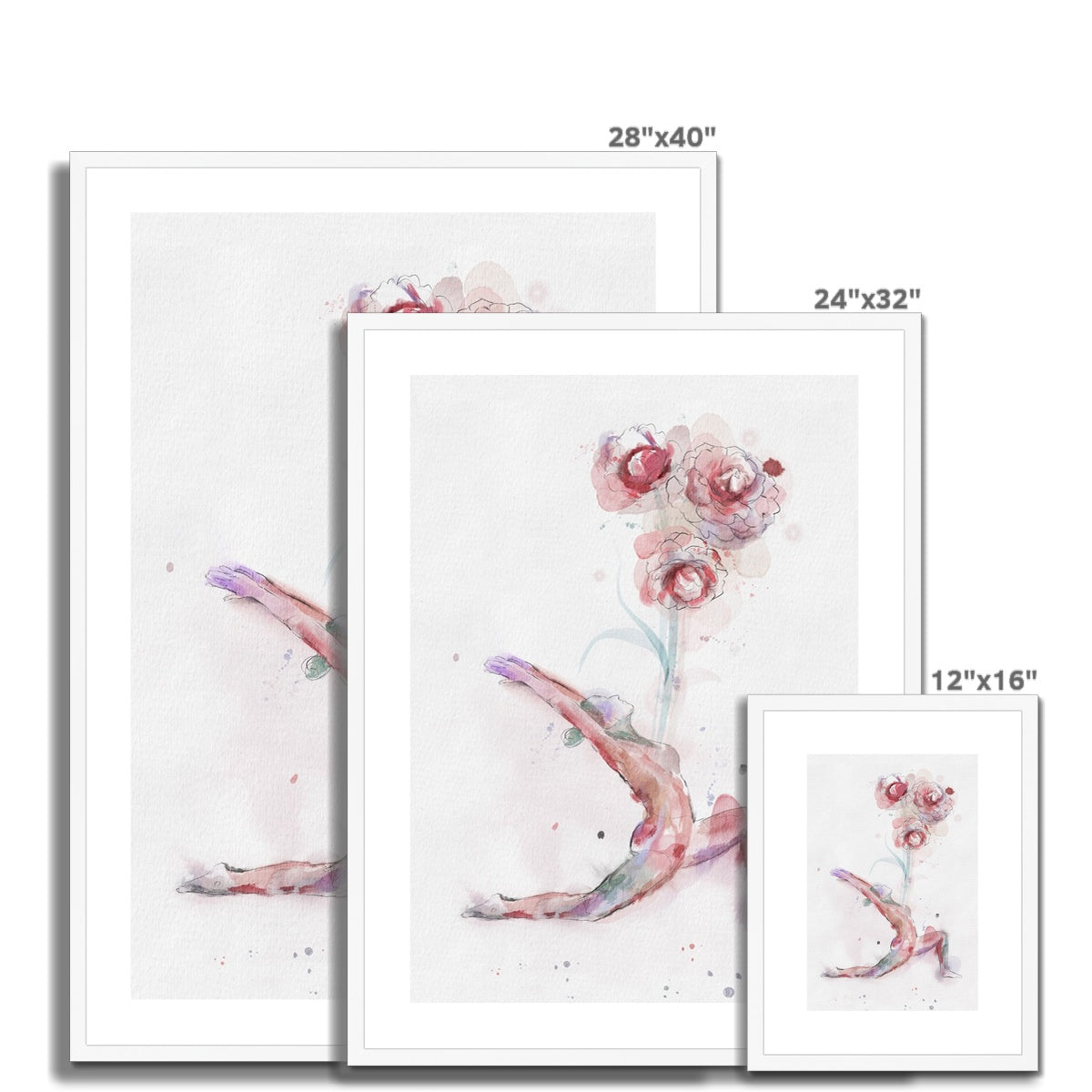 Fleur de Yoga Camelia - Impression encadrée et montée
