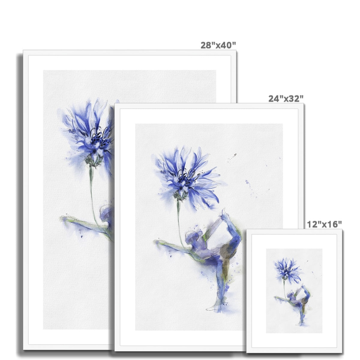 Fleur de bleuet de yoga - Impression encadrée et montée