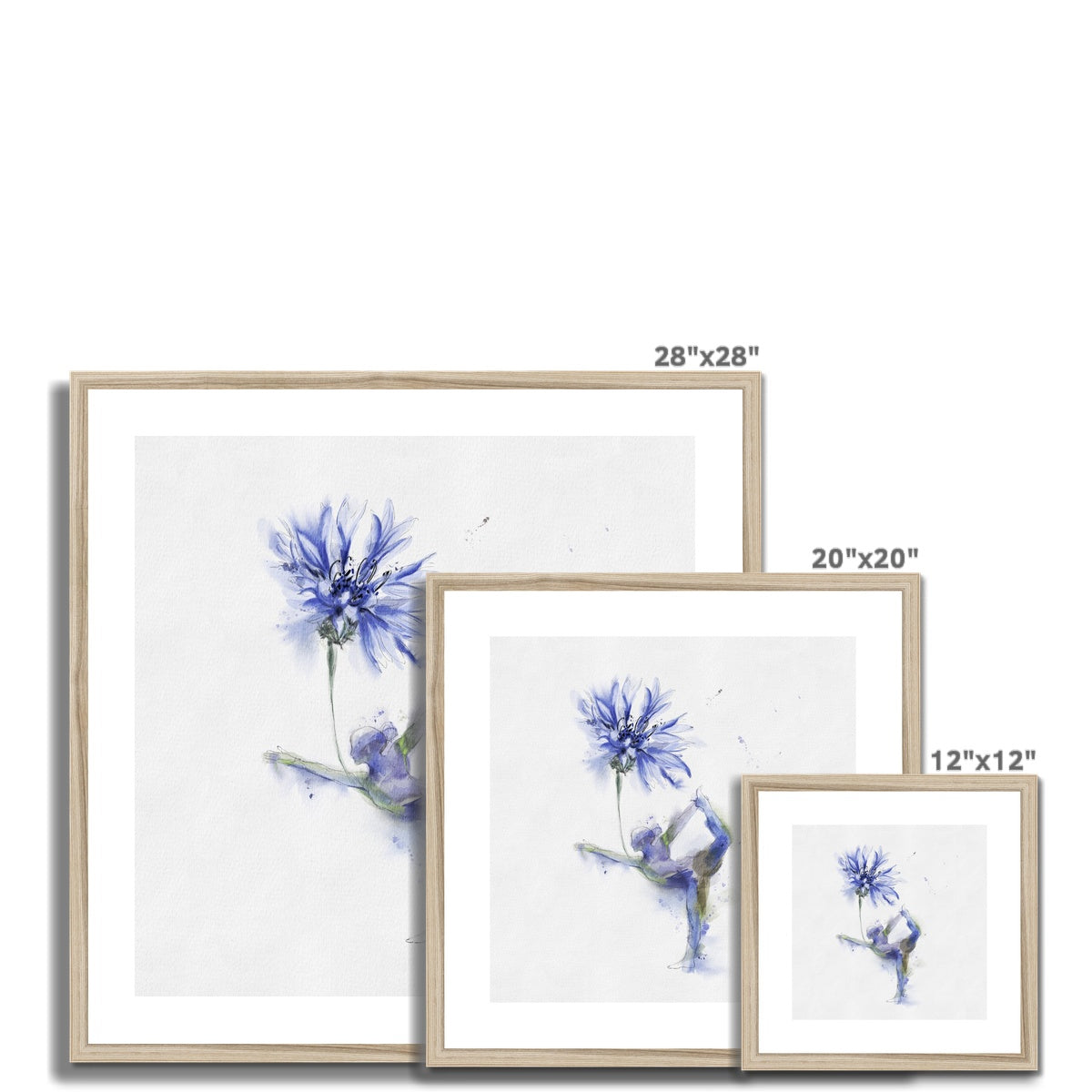 Fleur de bleuet de yoga - Impression encadrée et montée