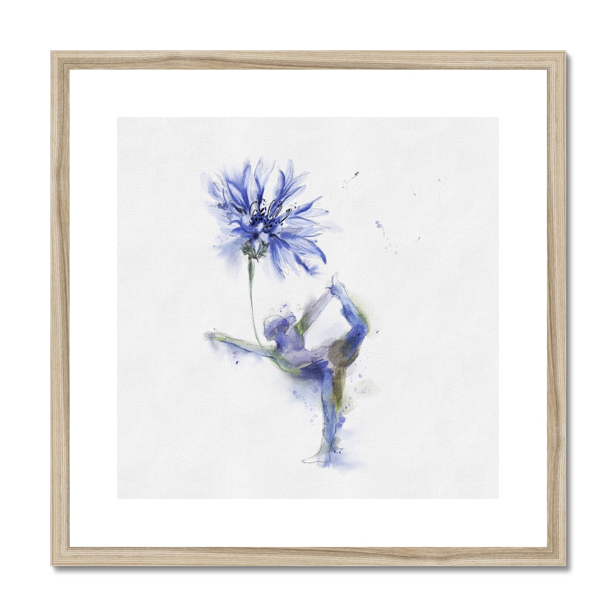 Fleur de bleuet de yoga - Impression encadrée et montée