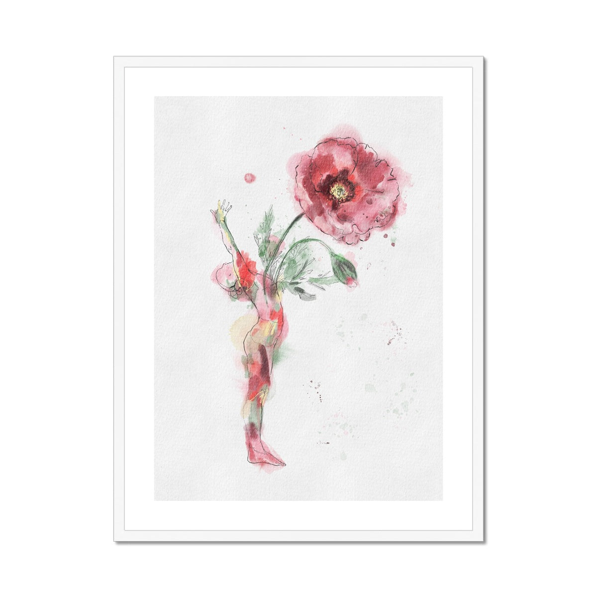 Fleur de Yoga Poppy - Impression encadrée et montée