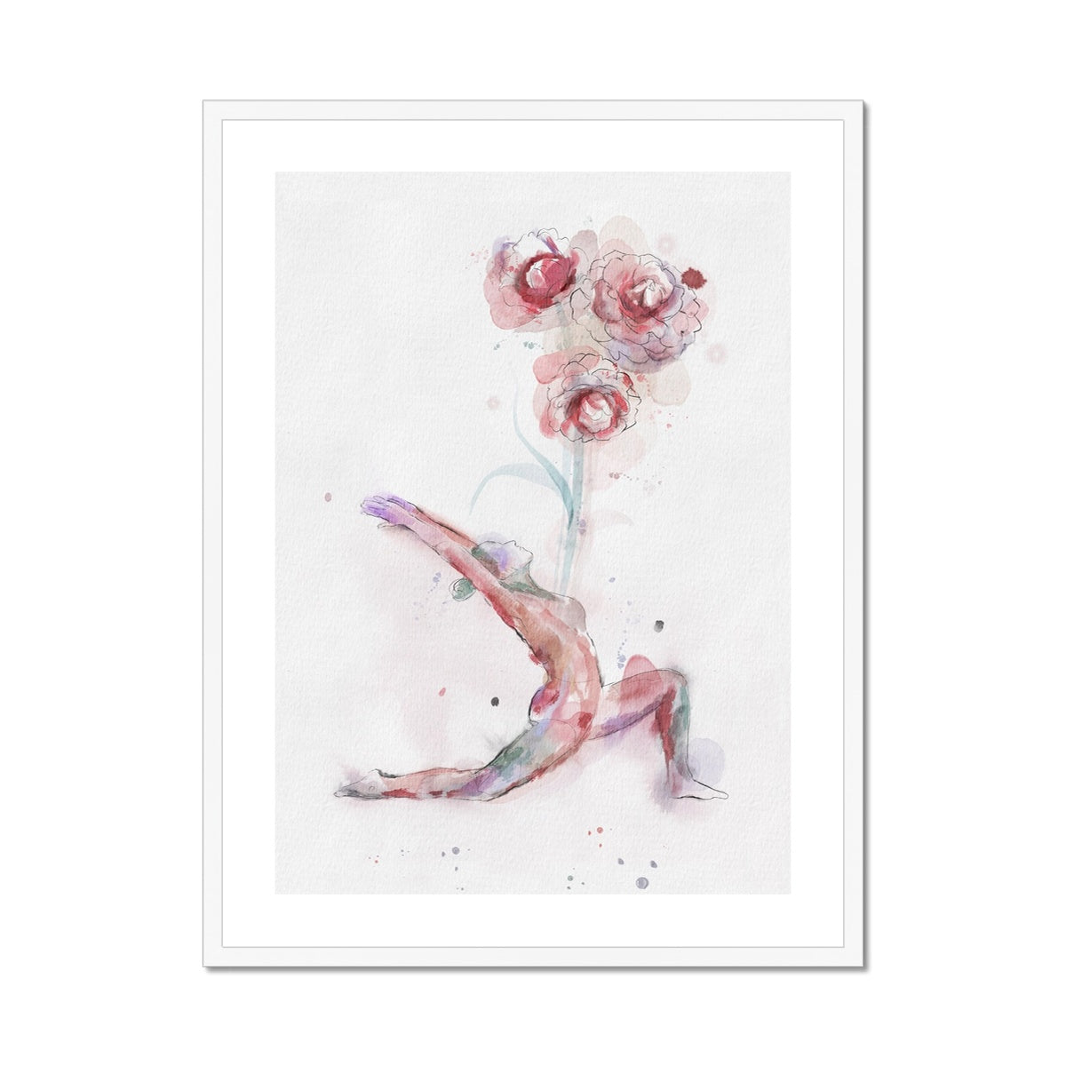 Fleur de Yoga Camelia - Impression encadrée et montée