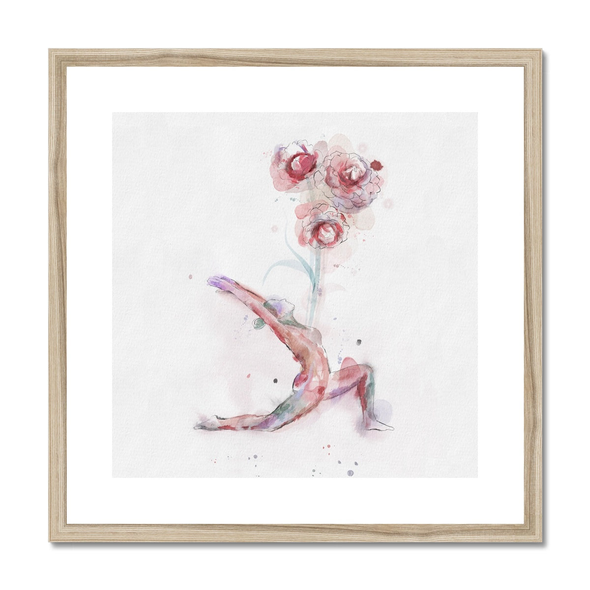 Fleur de Yoga Camelia - Impression encadrée et montée
