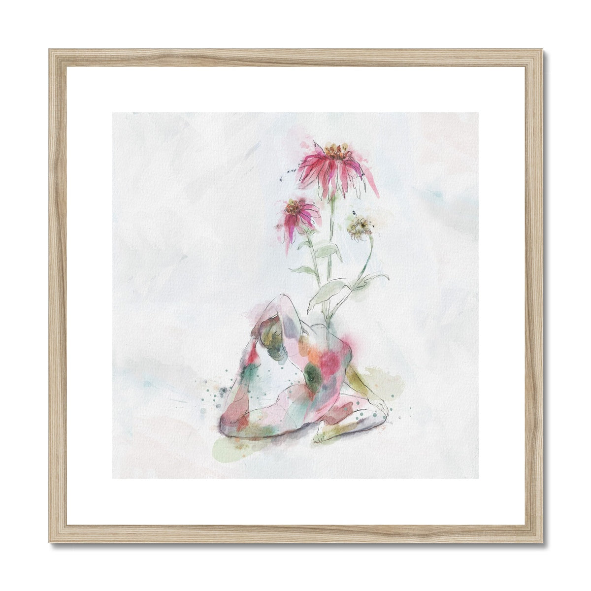 Fleur de Yoga échinacée - Impression encadrée et montée