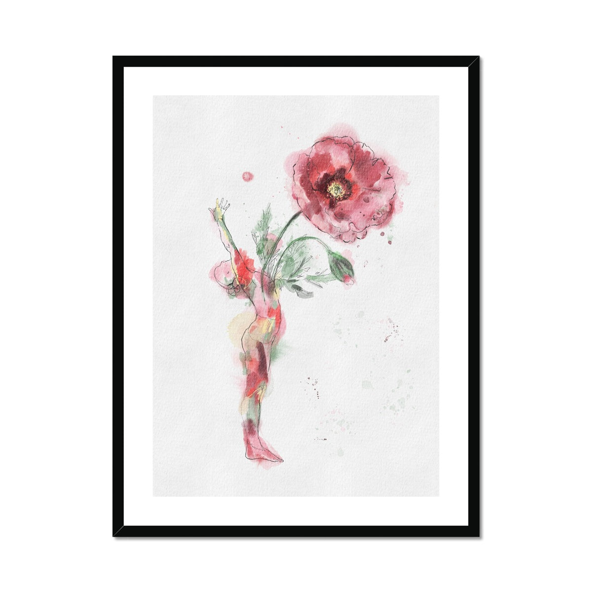 Fleur de Yoga Poppy - Impression encadrée et montée