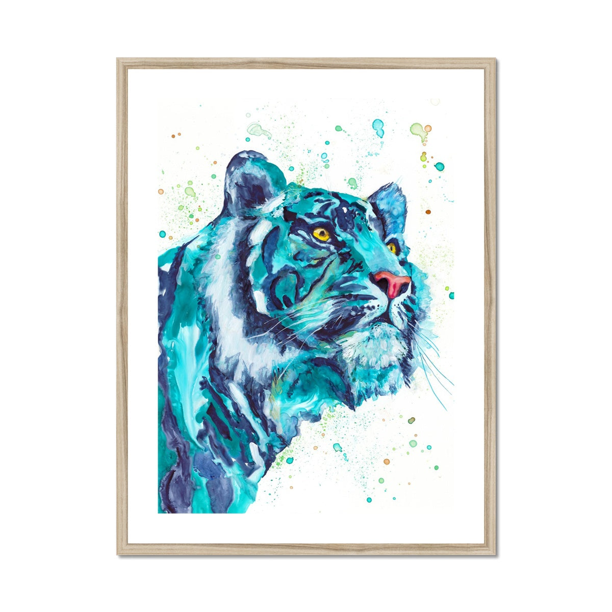 Tigre Turquoise - Impression encadrée et montée