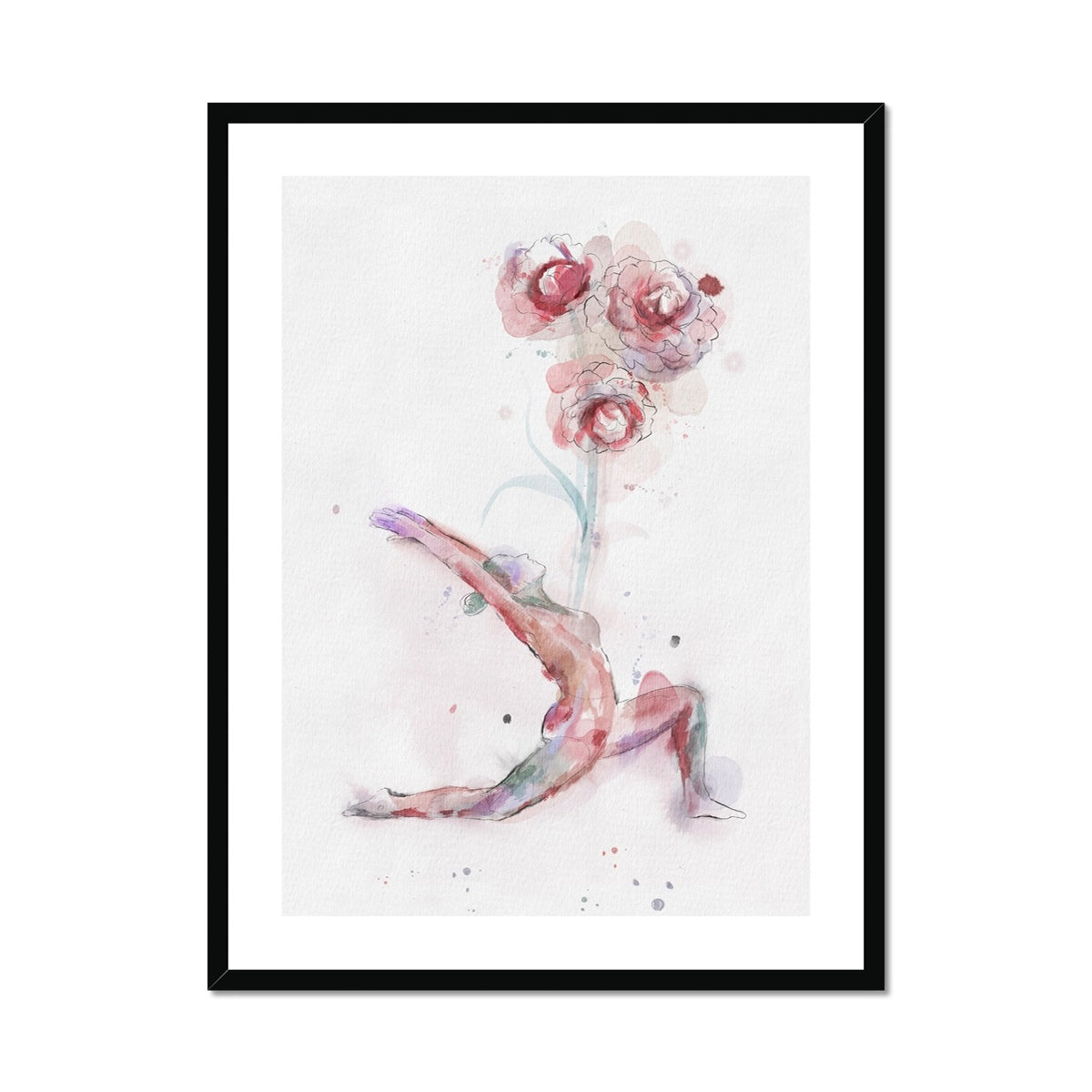 Fleur de Yoga Camelia - Impression encadrée et montée