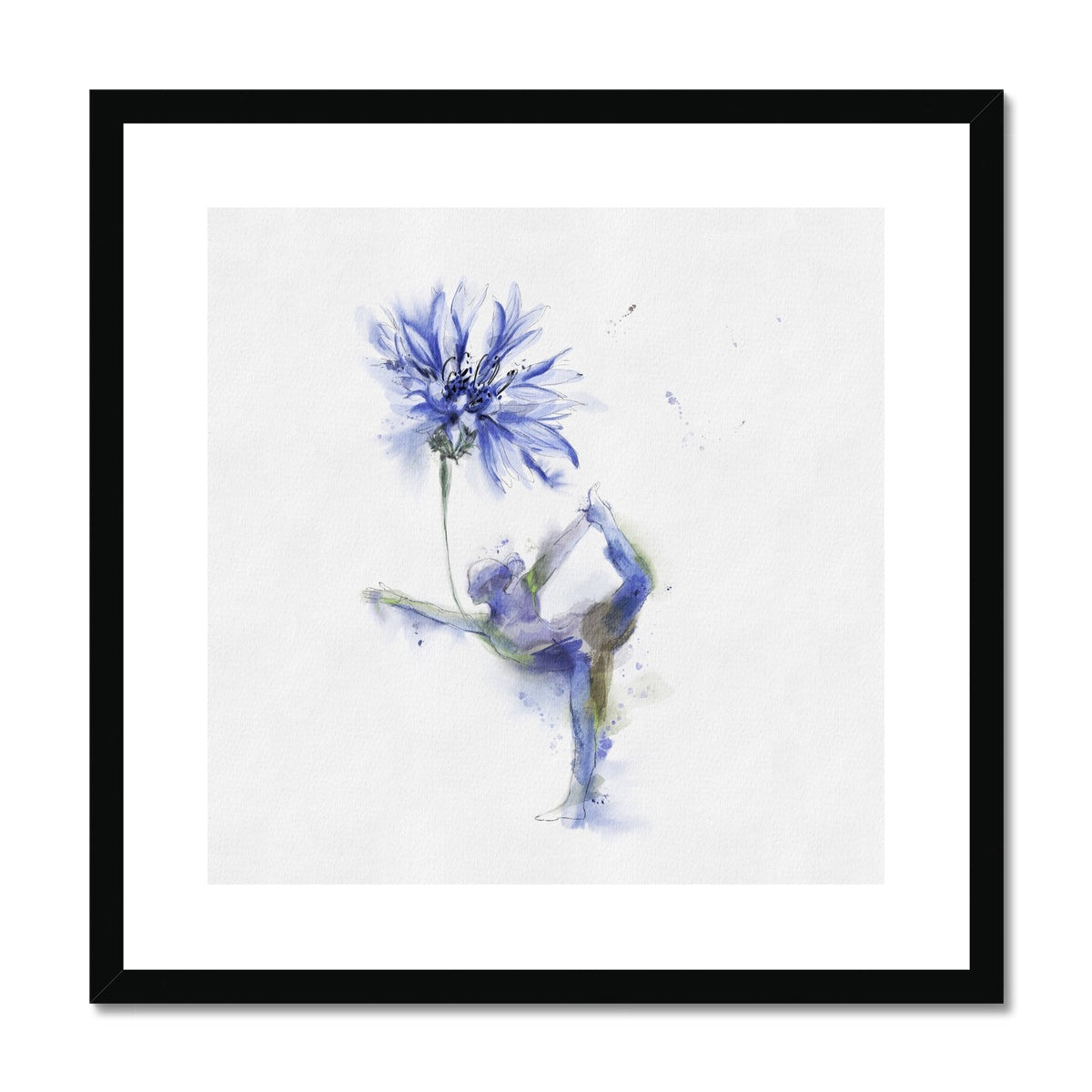 Fleur de bleuet de yoga - Impression encadrée et montée