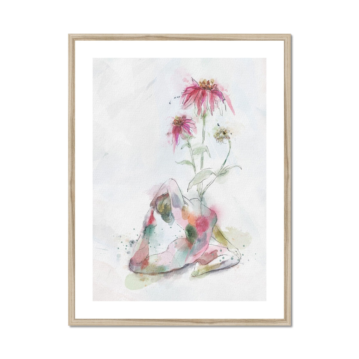 Fleur de Yoga échinacée - Impression encadrée et montée