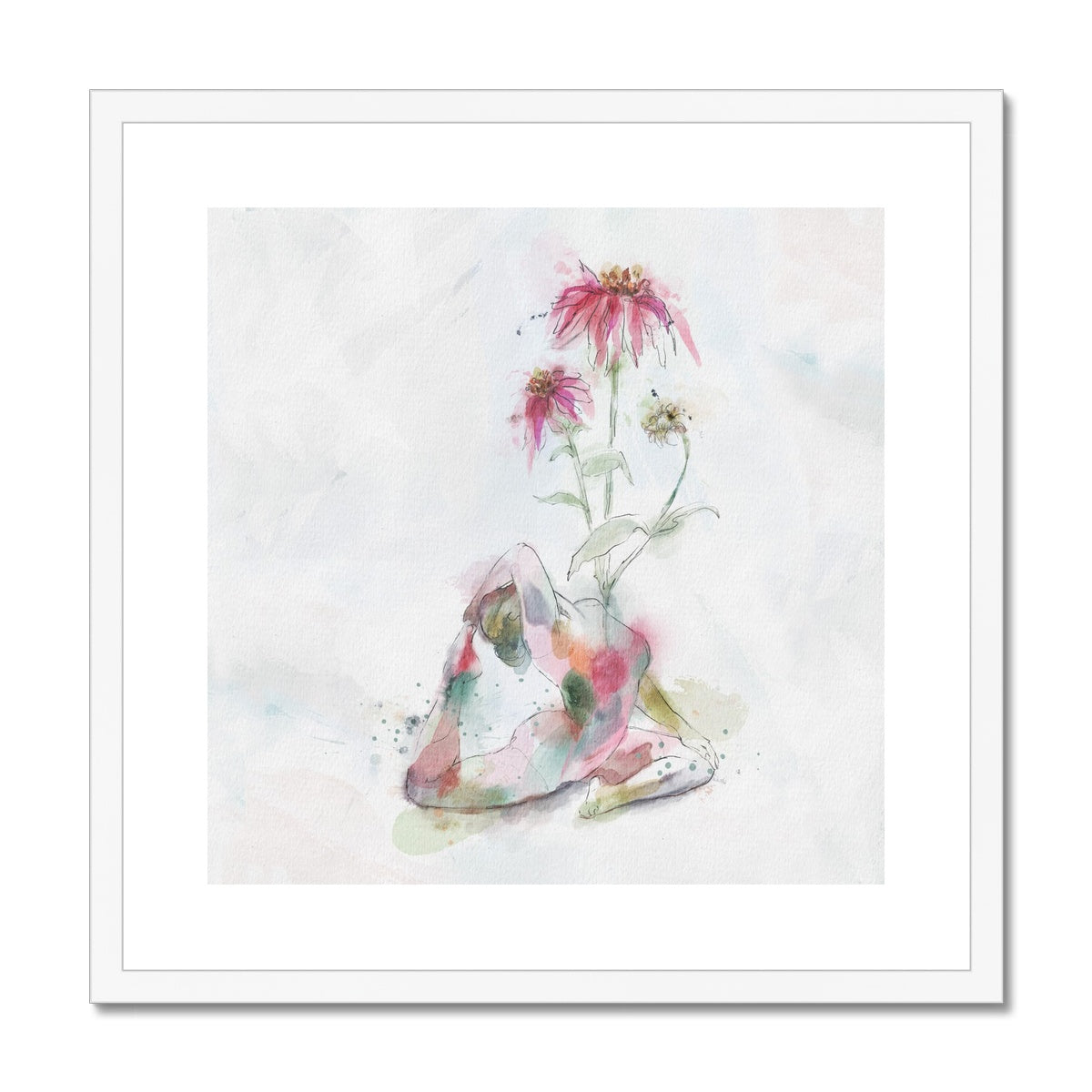 Fleur de Yoga échinacée - Impression encadrée et montée