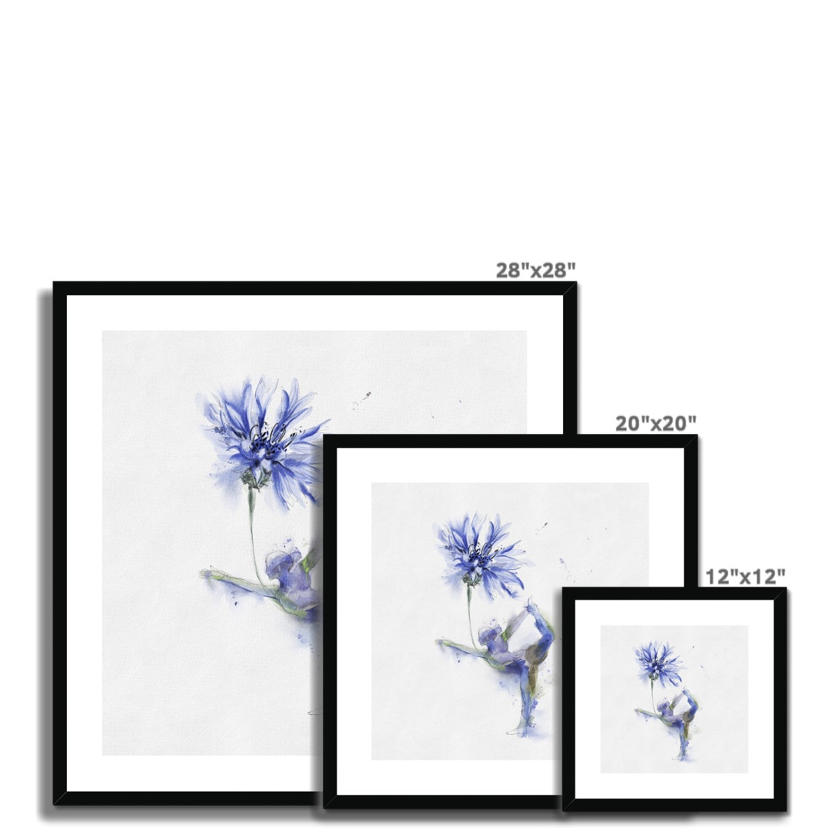 Fleur de bleuet de yoga - Impression encadrée et montée