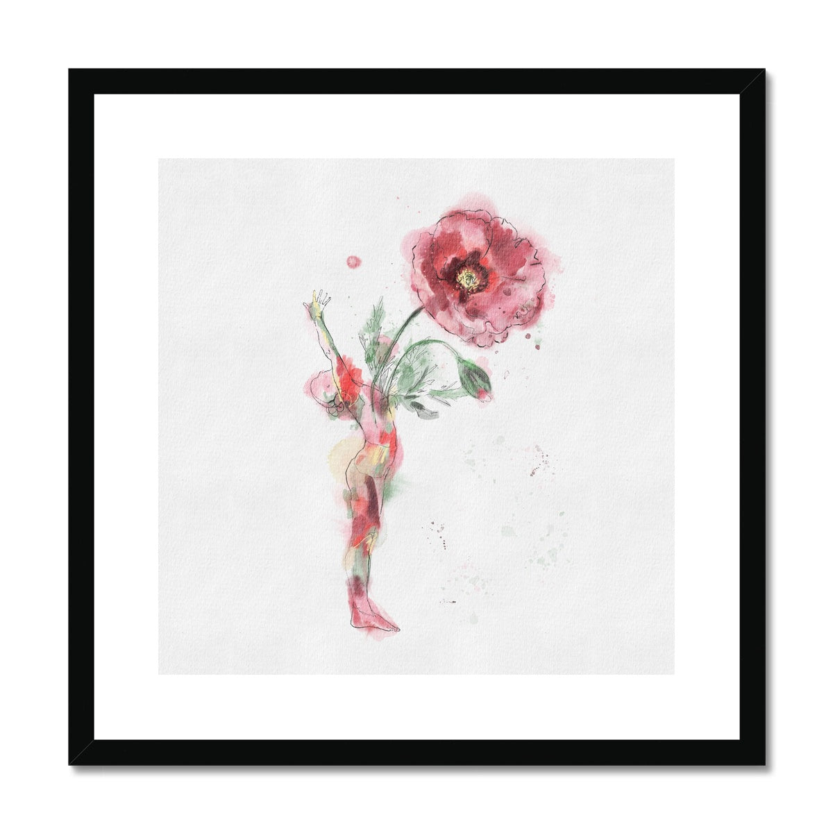 Fleur de Yoga Poppy - Impression encadrée et montée