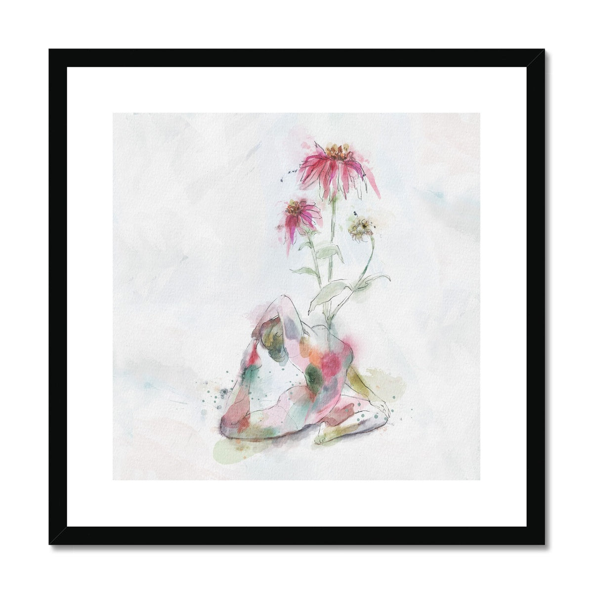 Fleur de Yoga échinacée - Impression encadrée et montée