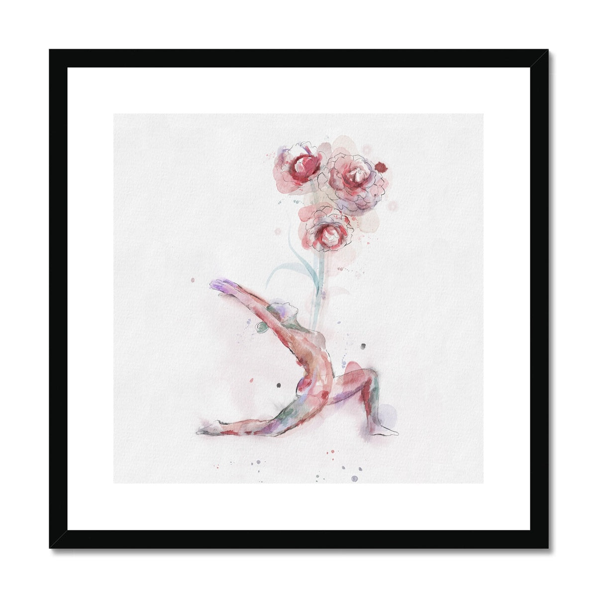 Fleur de Yoga Camelia - Impression encadrée et montée