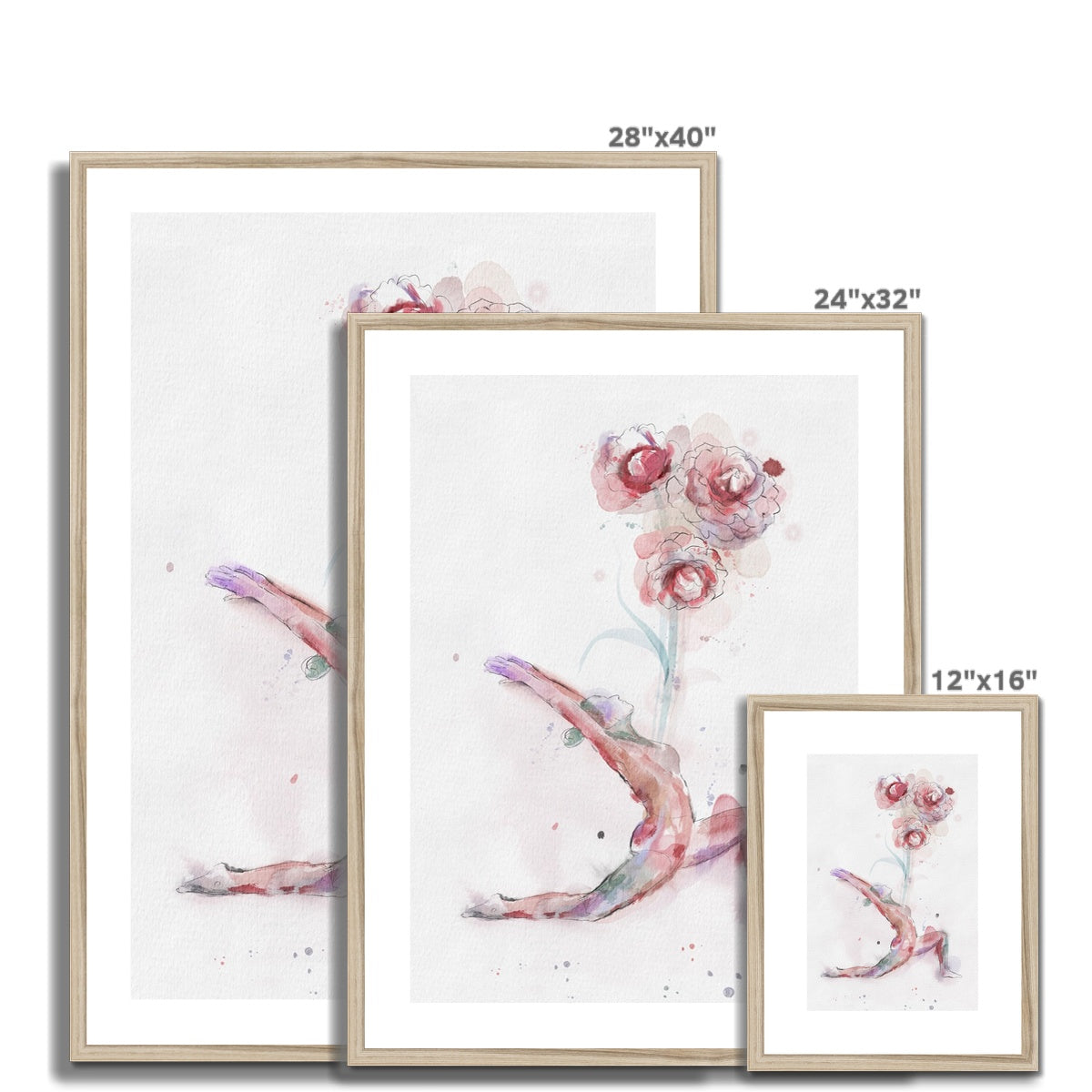 Fleur de Yoga Camelia - Impression encadrée et montée