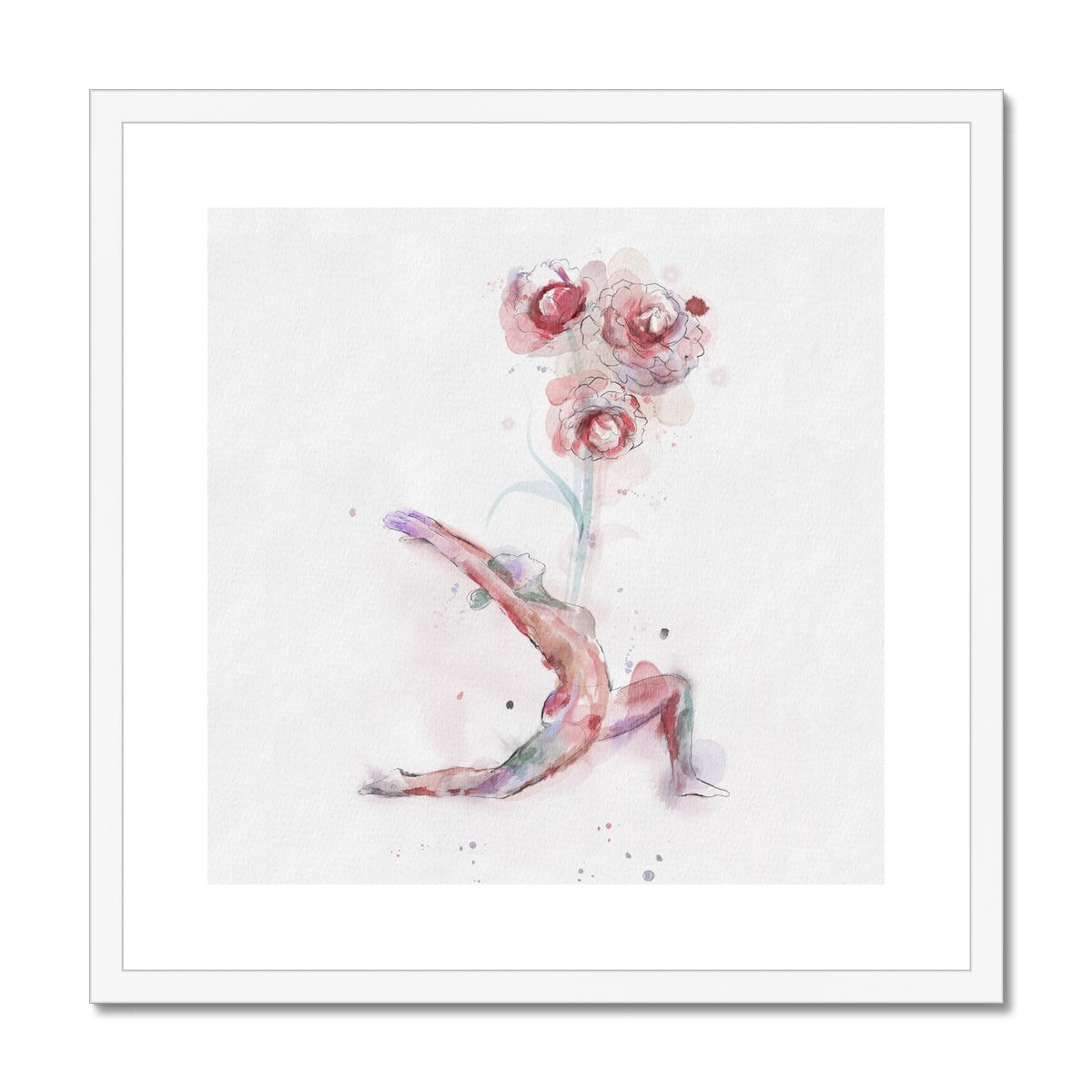Fleur de Yoga Camelia - Impression encadrée et montée