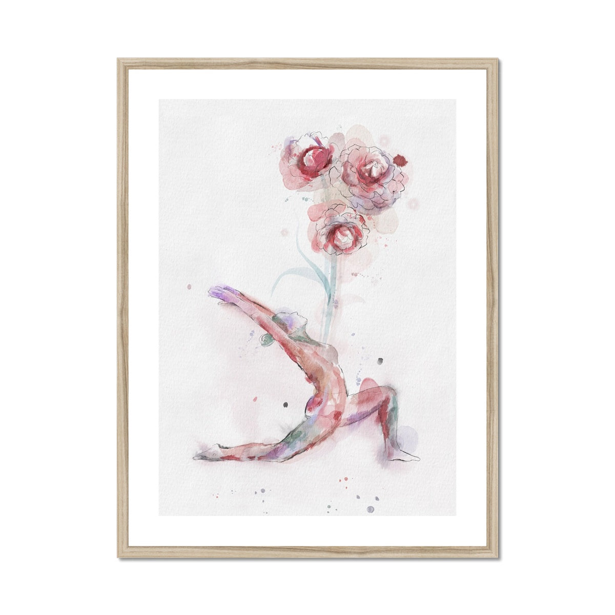 Fleur de Yoga Camelia - Impression encadrée et montée