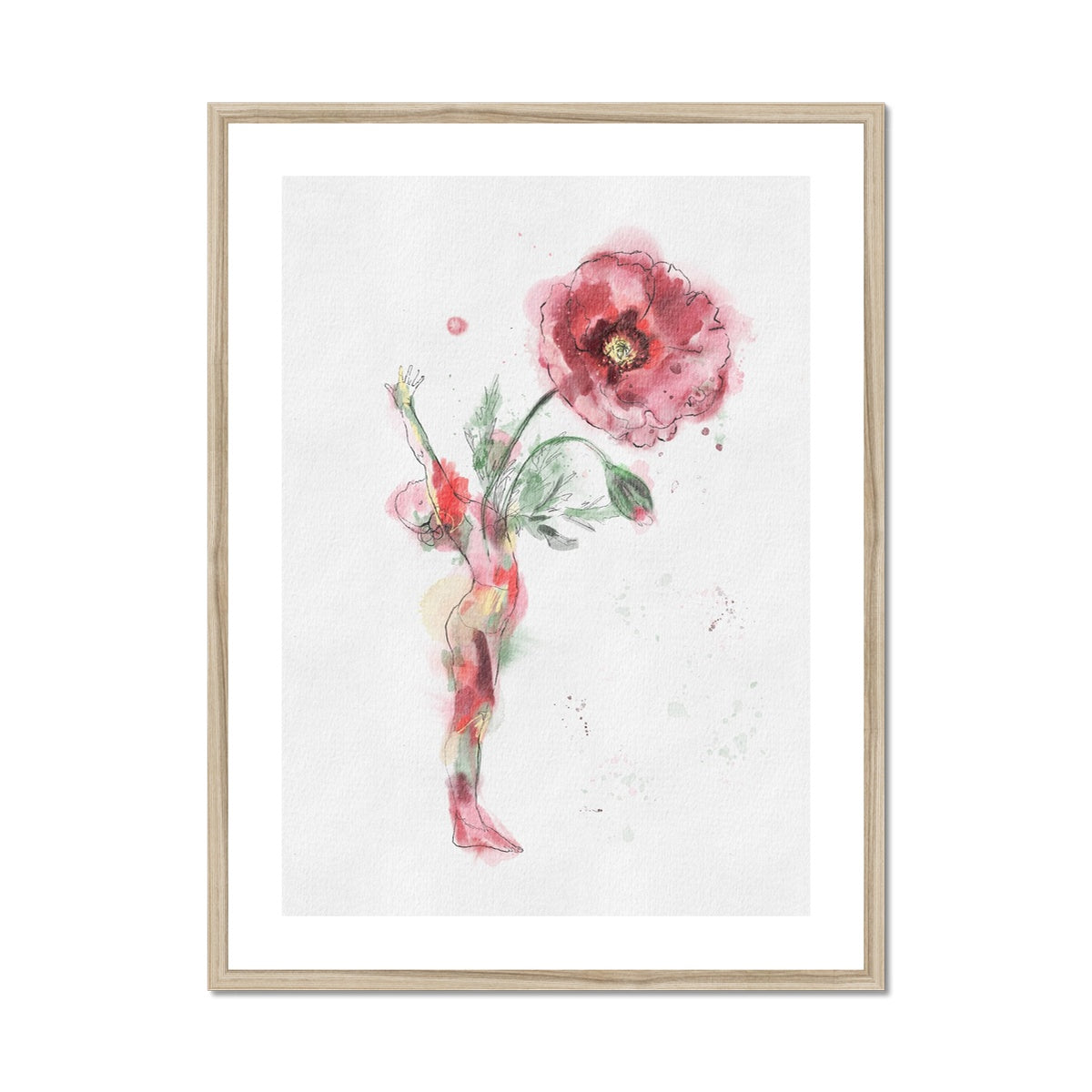 Fleur de Yoga Poppy - Impression encadrée et montée
