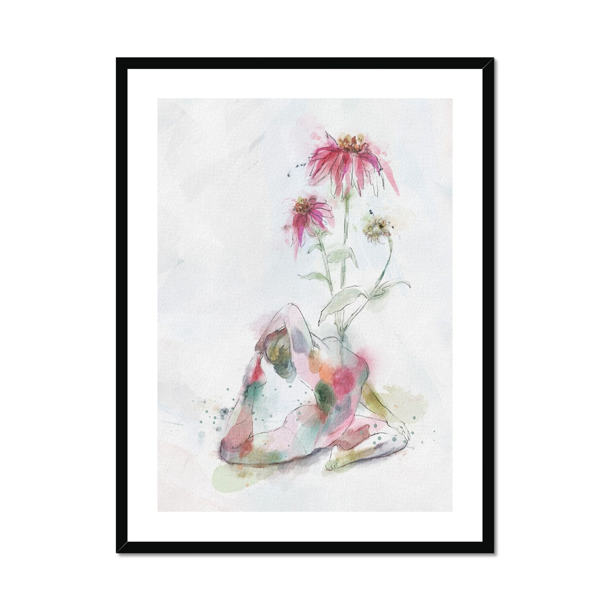 Fleur de Yoga échinacée - Impression encadrée et montée
