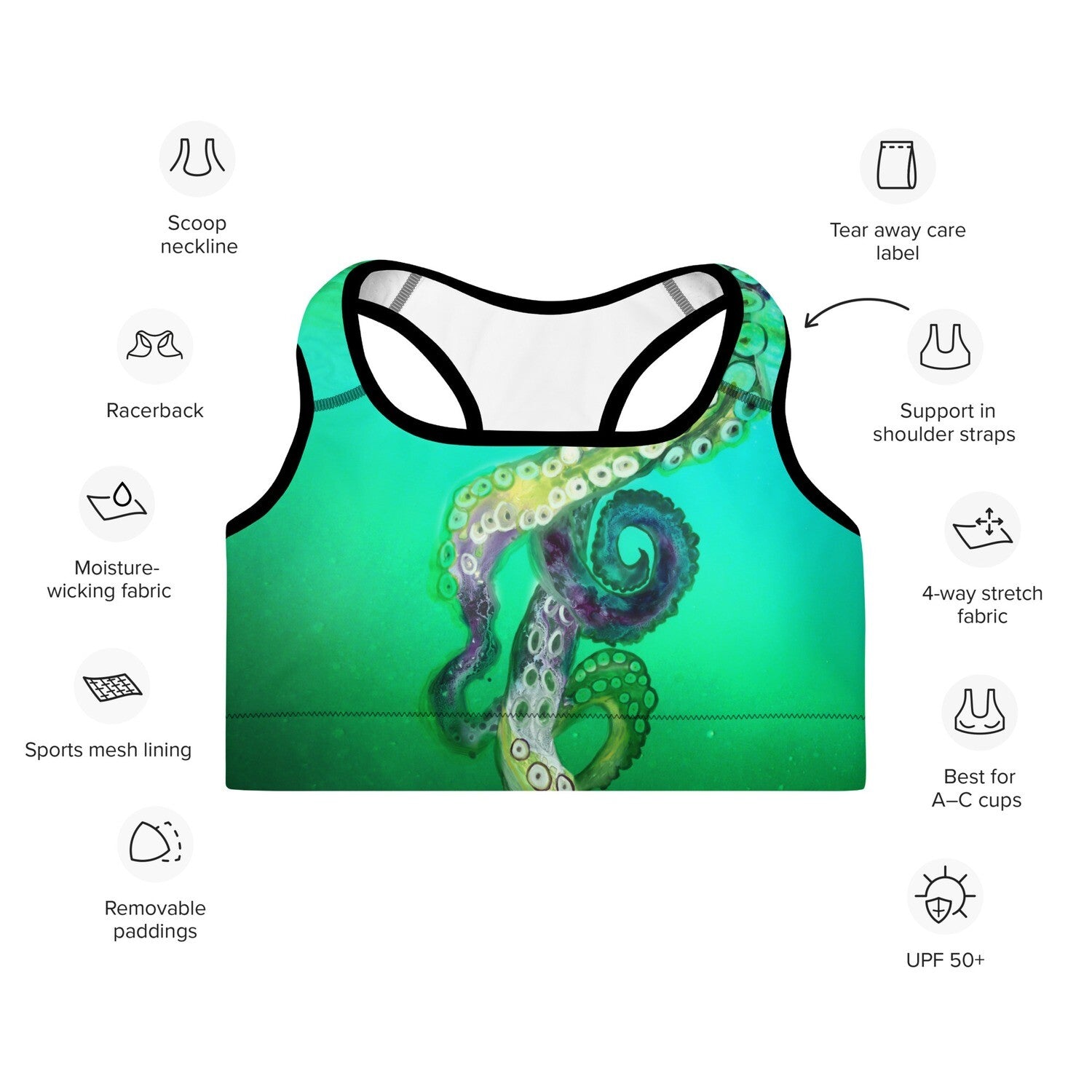 Brassière Sport -Pieuvre Verte