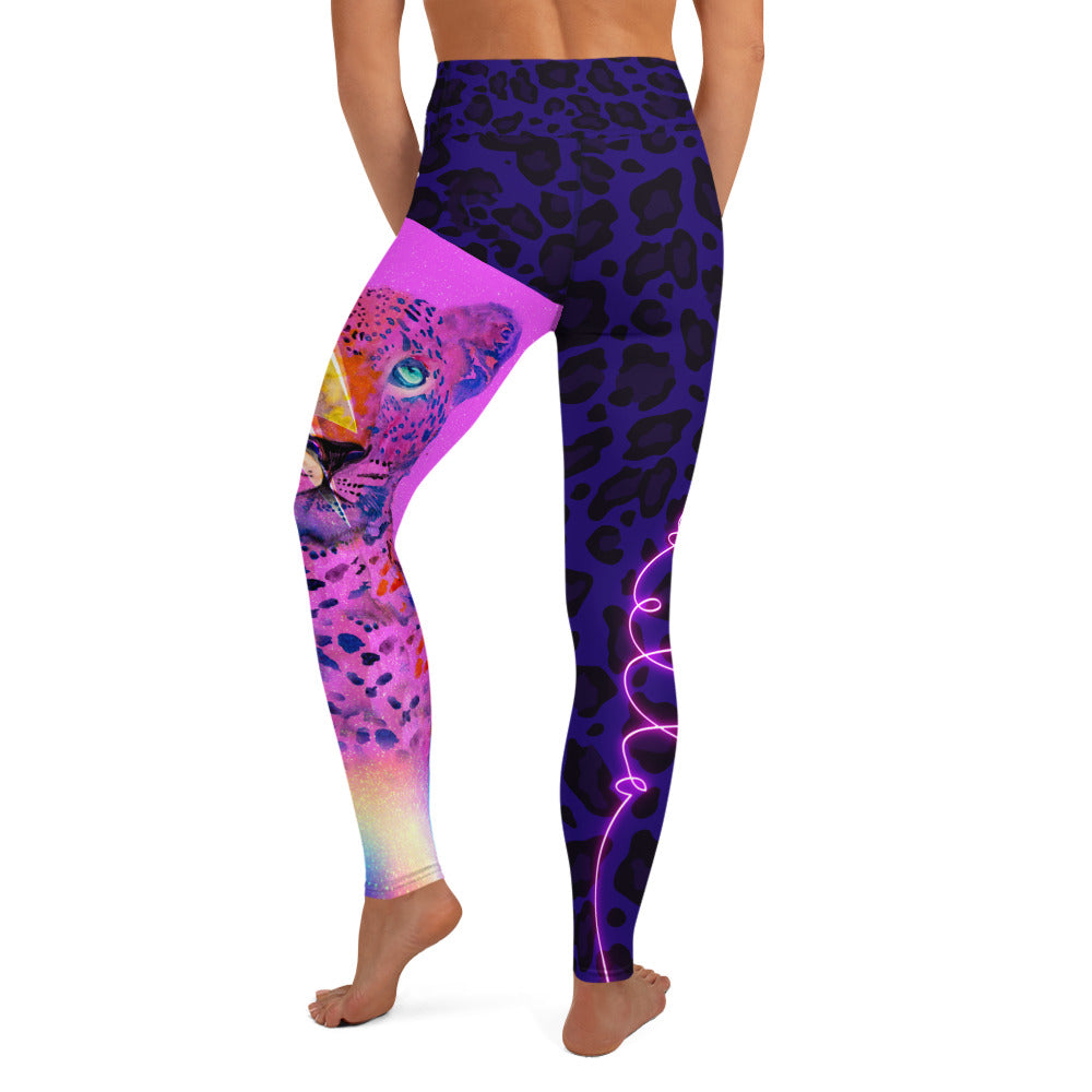 Legging Léopard Rose Fluo et Violet