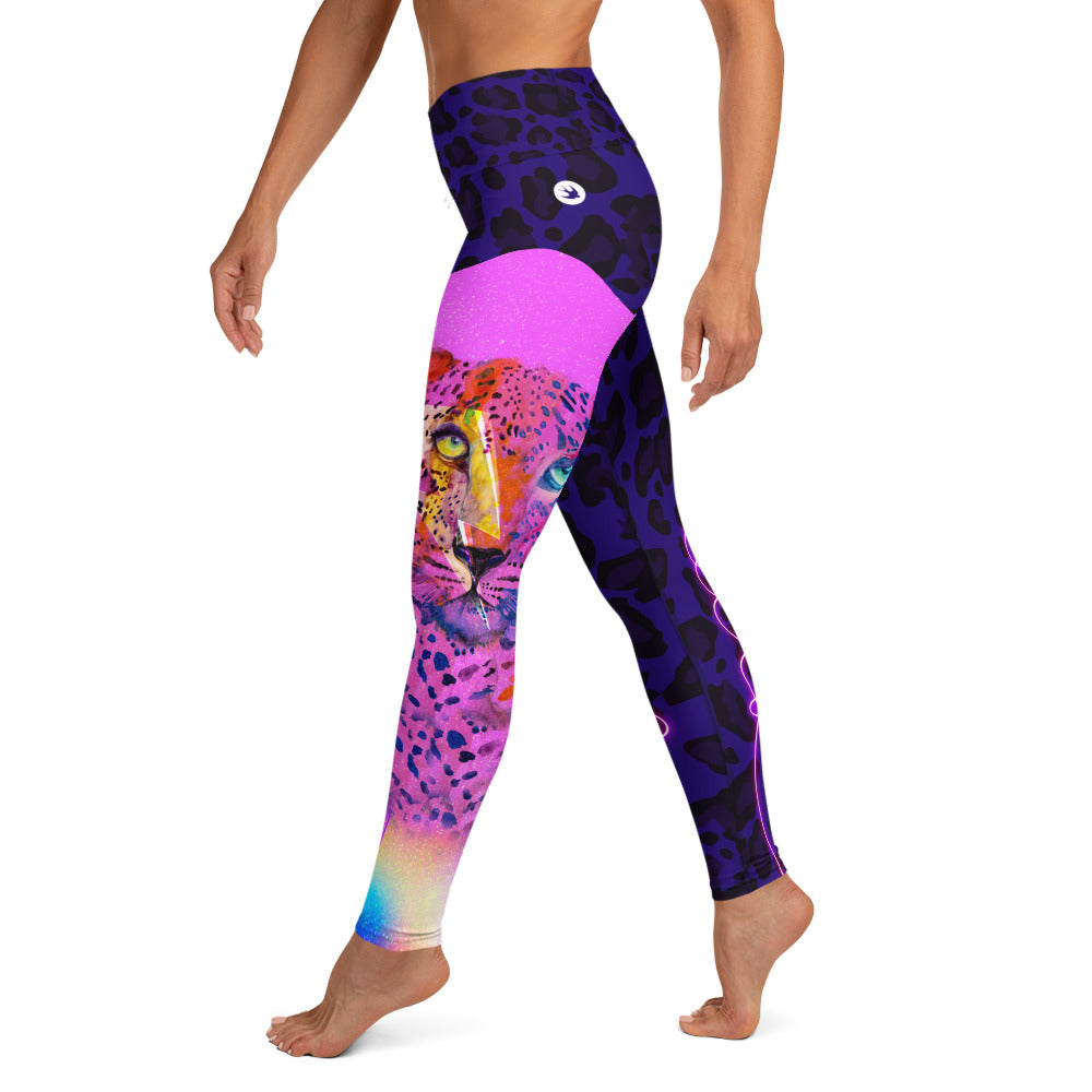 Legging Léopard Rose Fluo et Violet