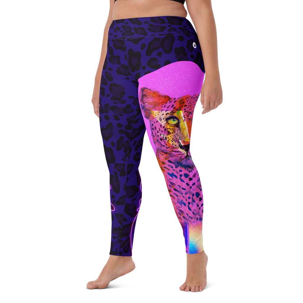 Legging Léopard Rose Fluo et Violet