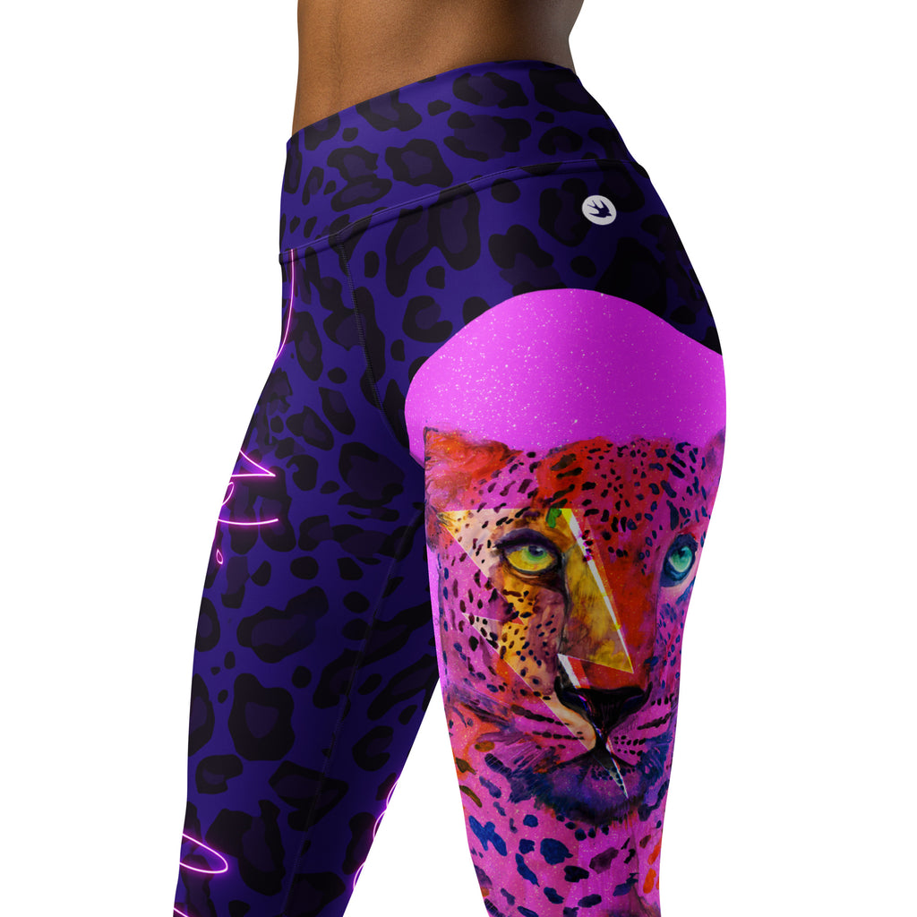 Legging Léopard Rose Fluo et Violet