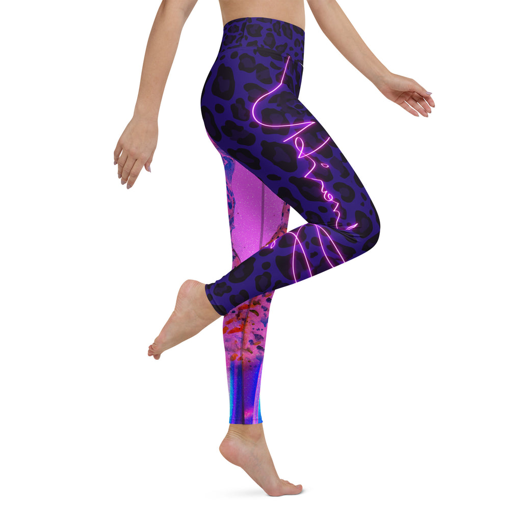 Legging Léopard Rose Fluo et Violet
