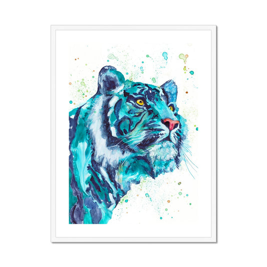 Tigre Turquoise - Impression encadrée et montée