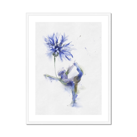 Fleur de bleuet de yoga - Impression encadrée et montée