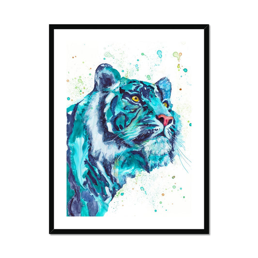 Turquoise Tiger- Framed & Mounted Print